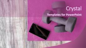  Presentation with exercise mat - Presentation featuring fitness at home free weights background and a violet colored foreground