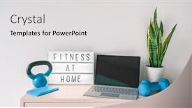  Presentation with exercise class - Presentation theme featuring fitness-at-home-online-exercise background and a light gray colored foreground