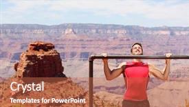  Presentation with crossfit fitness trx training exercises - PPT theme consisting of fitness athlete man training pull background and a  colored foreground