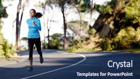  Presentation with alone - Presentation theme with fitness athlete training alone background and a ocean colored foreground