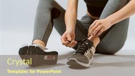  Presentation with athletes - Beautiful PPT theme featuring fitness-athletes-feet-close-up backdrop and a tawny brown colored foreground