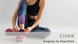  Presentation with exercise sport - Beautiful slide deck featuring fitness-athletes-feet-close-up backdrop and a light gray colored foreground