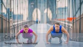  Presentation with brooklyn bridge - PPT layouts consisting of fitness-athletes-training-outdoors-doing background and a light blue colored foreground