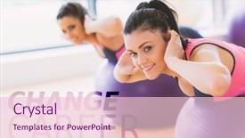  Presentation with physical fitness - Slide set with fitness balls against change background and a lemonade colored foreground