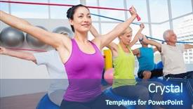  Presentation with resistance - Cool new presentation theme with fitness balls exercising with resistance backdrop and a ocean colored foreground
