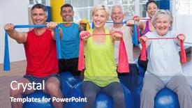  Presentation with fitness - Audience pleasing theme consisting of fitness balls exercising with resistance backdrop and a ocean colored foreground