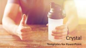  Presentation with healthy people - Cool new slides with fitness bracelet with protein backdrop and a coral colored foreground