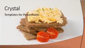  Presentation with eggs egg carton egg box - Theme consisting of fitness bread with scrambled egg background and a  colored foreground