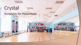  Presentation with empty space dance studio - Colorful presentation design enhanced with fitness center - interior of the dance studio backdrop and a lemonade colored foreground