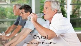  Presentation with plastic bottle - Audience pleasing slide deck consisting of fitness center drinking water backdrop and a coral colored foreground