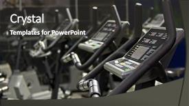  Presentation with health - Audience pleasing PPT theme consisting of fitness centre health bikes studio backdrop and a dark gray colored foreground