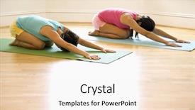  Presentation with two black women - Audience pleasing slide deck consisting of fitness children - two young women on yoga backdrop and a sky blue colored foreground