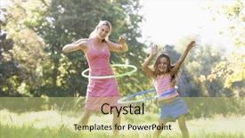  Presentation with young children - Presentation design having fitness children - woman and young girl outdoors background and a yellow colored foreground