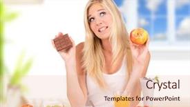  Presentation with decision - Colorful PPT theme enhanced with fitness chocolate - attractive young woman having healthy backdrop and a lemonade colored foreground