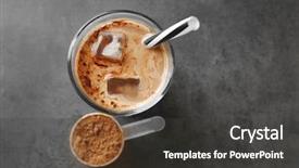  Presentation with protein shake - Cool new theme with fitness chocolate - glass with protein shake backdrop and a dark gray colored foreground