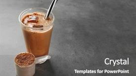  Presentation with protein shake - Theme enhanced with fitness chocolate - glass with protein shake background and a dark gray colored foreground