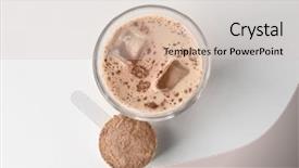  Presentation with protein shake - Theme enhanced with fitness chocolate - glass with protein shake background and a soft green colored foreground
