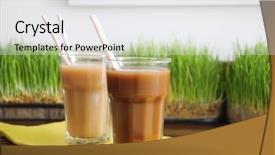  Presentation with protein shake - Colorful PPT layouts enhanced with fitness chocolate - glasses with protein shake backdrop and a white colored foreground