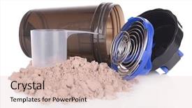  Presentation with whey protein - Theme featuring fitness chocolate - whey protein powder and plastic background and a lemonade colored foreground