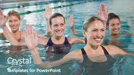  Presentation with aerobics - Slides enhanced with fitness class doing aqua aerobics background and a ocean colored foreground