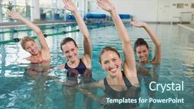  Presentation with aerobics - Cool new presentation theme with fitness class doing aqua aerobics backdrop and a ocean colored foreground