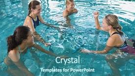  Presentation with aerobics - Cool new PPT theme with fitness class doing aqua aerobics on exercise bikes in swimming pool at the leisure centre backdrop and a ocean colored foreground