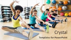  Presentation with exercise kids kid doing fitness - Presentation theme with fitness class exercising background and a lemonade colored foreground