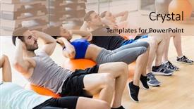 Presentation with gym - Cool new PPT theme with fitness class exercising backdrop and a coral colored foreground