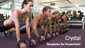  Presentation with class - Audience pleasing theme consisting of fitness class in plank position backdrop and a dark gray colored foreground