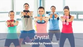  Presentation with lifting weights - Slide set with fitness classes - portrait of young people lifting background and a ocean colored foreground