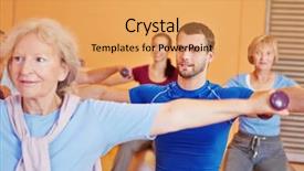  Presentation with training - PPT theme having fitness classes - young man lifting dumbbells background and a yellow colored foreground