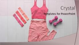  Presentation with fitness clothing - Colorful presentation design enhanced with fitness-clothes-flat-lay-workout backdrop and a coral colored foreground