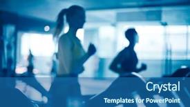  Presentation with gym - Audience pleasing slide set consisting of fitness club - figures of humans running backdrop and a ocean colored foreground