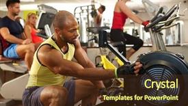  Presentation with training aspire man running - PPT theme having fitness club - muscular ethnic man training background and a tawny brown colored foreground