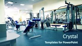 Presentation with club - Presentation enhanced with fitness club equipment gym apparatus background and a ocean colored foreground