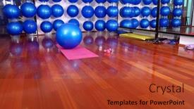  Presentation with pilates - Presentation enhanced with fitness club indoor with blue pilates balls in background background and a red colored foreground
