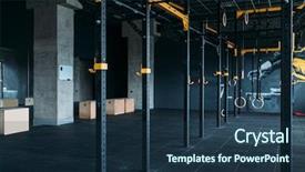  Presentation with nobody - Theme having fitness club interior gym nobody background and a ocean colored foreground