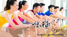  Presentation with group fitness - Cool new PPT theme with sports clubs - chinese asian sport group backdrop and a coral colored foreground