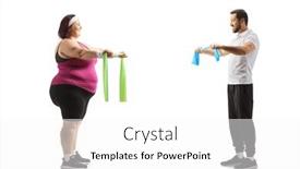  Presentation with coach - PPT theme featuring fitness-coach-and-woman-exercising and a white colored foreground