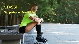  Presentation with sports coach - Cool new PPT theme with fitness coach in special shoes backdrop and a tawny brown colored foreground