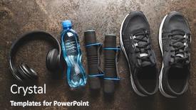  Presentation with sports shoe - Slide deck enhanced with fitness-concept-black-sports-shoe background and a dark gray colored foreground