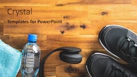  Presentation with sports shoes - Theme having fitness-concept-black-sports-shoes background and a gold colored foreground