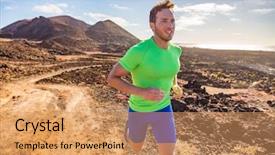  Presentation with fitness clothing - Audience pleasing slide deck consisting of fitness concept male athlete ultra backdrop and a coral colored foreground