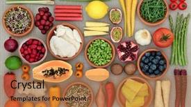  Presentation with protein food - Slide deck featuring fitness concept with chicken background and a coral colored foreground