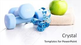  Presentation with exercise sport - Cool new presentation with fitness concept with dumbbells backdrop and a sky blue colored foreground