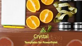  Presentation with workout - Amazing PPT theme having fitness dieting fitness equipment health backdrop and a tawny brown colored foreground
