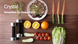  Presentation with healthy food - Colorful slides enhanced with fitness dieting fitness equipment healthy backdrop and a coral colored foreground