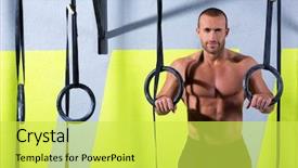  Presentation with dip - Colorful presentation theme enhanced with fitness dip ring man relaxed backdrop and a yellow colored foreground