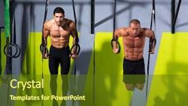  Presentation with dip - Presentation theme consisting of fitness dip ring two men background and a tawny brown colored foreground