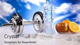  Presentation with sky blue - PPT layouts featuring fitness dumbell and blue sky background and a light gray colored foreground